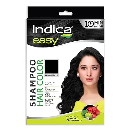 Indica Easy Do-It-Yourself 10 Minutes Hair Color Shampoo with 5 Herbal Extracts and 100%